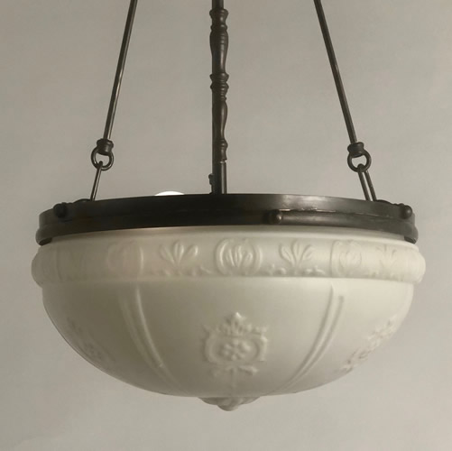Pair of Satin Milk Glass Inverted Dome Ceiling Lights